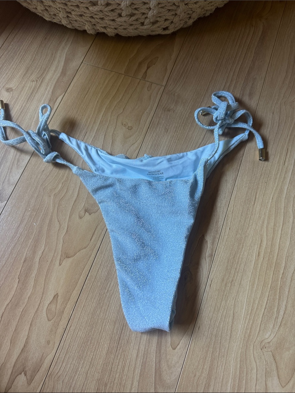 Monday Swimwear Sparkling Light Blue Tie-Side Bikini Bottoms